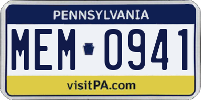 PA license plate MEM0941