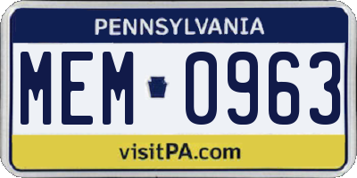 PA license plate MEM0963