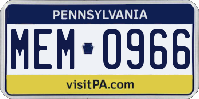 PA license plate MEM0966