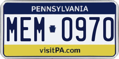 PA license plate MEM0970