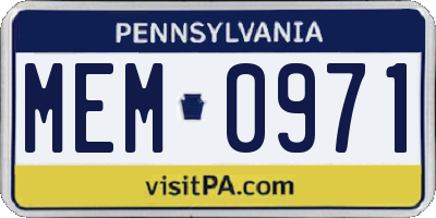 PA license plate MEM0971