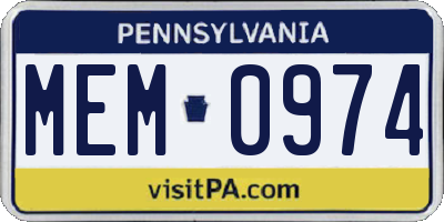 PA license plate MEM0974