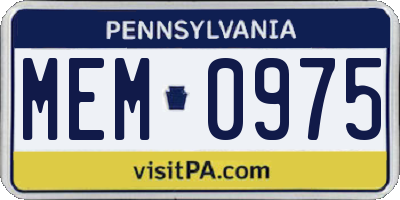 PA license plate MEM0975
