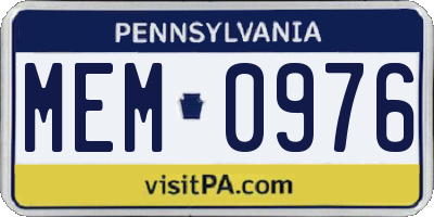 PA license plate MEM0976