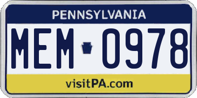 PA license plate MEM0978