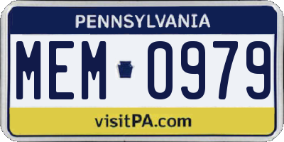 PA license plate MEM0979