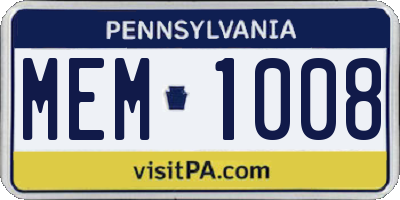 PA license plate MEM1008
