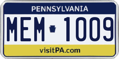 PA license plate MEM1009
