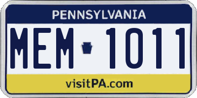 PA license plate MEM1011