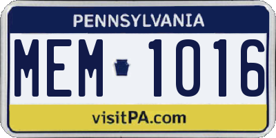 PA license plate MEM1016