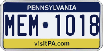 PA license plate MEM1018