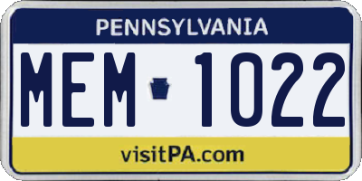 PA license plate MEM1022