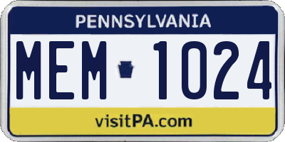 PA license plate MEM1024