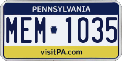 PA license plate MEM1035