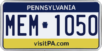 PA license plate MEM1050
