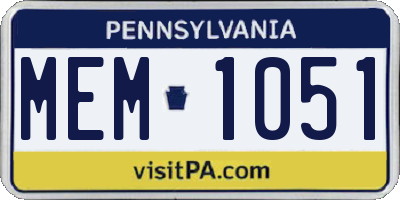 PA license plate MEM1051