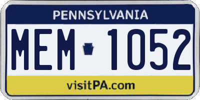 PA license plate MEM1052