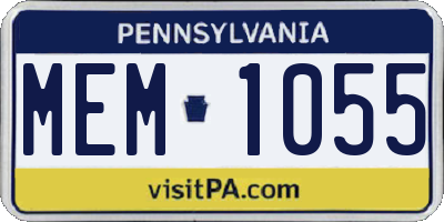 PA license plate MEM1055