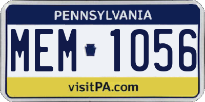 PA license plate MEM1056