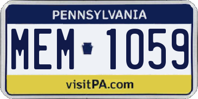 PA license plate MEM1059