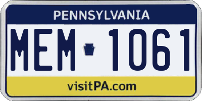 PA license plate MEM1061