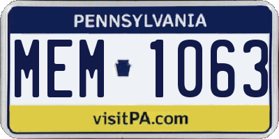 PA license plate MEM1063