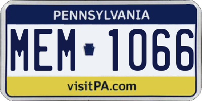 PA license plate MEM1066
