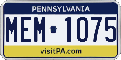 PA license plate MEM1075