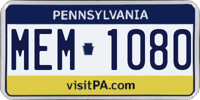 PA license plate MEM1080