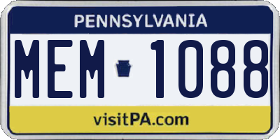 PA license plate MEM1088