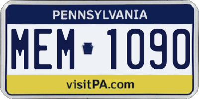 PA license plate MEM1090