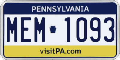 PA license plate MEM1093