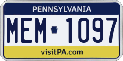 PA license plate MEM1097