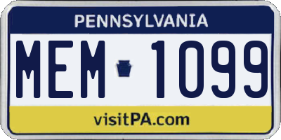 PA license plate MEM1099