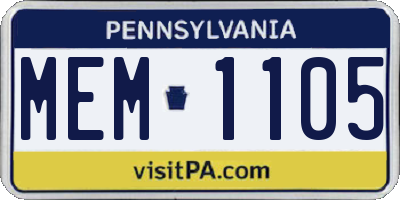 PA license plate MEM1105