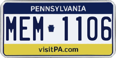 PA license plate MEM1106