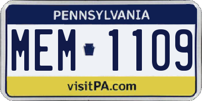 PA license plate MEM1109