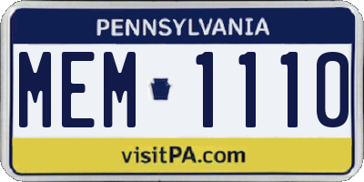 PA license plate MEM1110