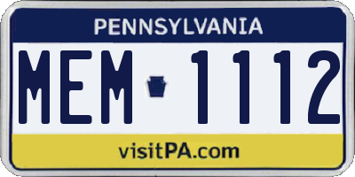 PA license plate MEM1112