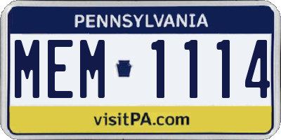 PA license plate MEM1114
