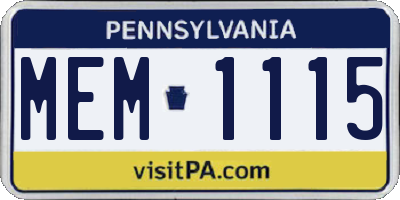 PA license plate MEM1115