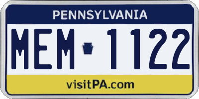 PA license plate MEM1122