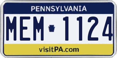 PA license plate MEM1124