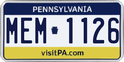 PA license plate MEM1126