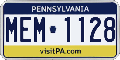 PA license plate MEM1128