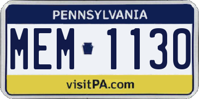 PA license plate MEM1130