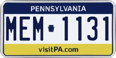 PA license plate MEM1131