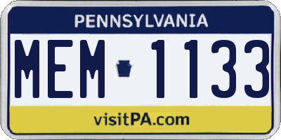 PA license plate MEM1133