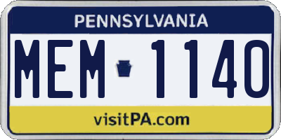 PA license plate MEM1140