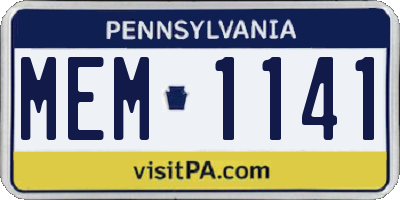 PA license plate MEM1141